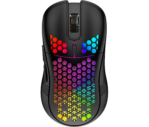 עכבר גיימינג אלחוטי עם תאורת APOLLOX GX40 RGB בצבע שחור