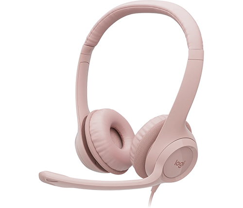 אוזניות Logitech H390 USB Headset עם מיקרופון בצבע ורוד   