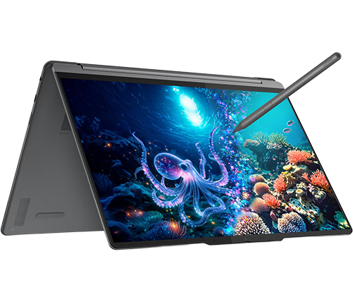 מחשב נייד עם עט ומסך מגע 14 אינץ Lenovo Yoga 9i 2-in-1 Aura Edition – מעבד Core Ultra 7 258V – זכרון 32GB – כונן 1TB – צבע אפור