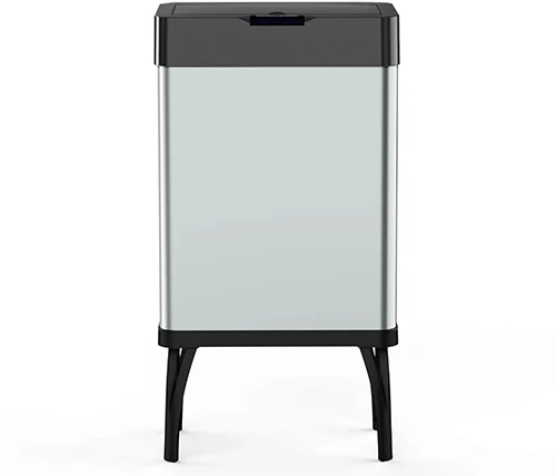 פח אשפה למטבח 60 ליטר חשמלי נירוסטה עם מכסה שחור Ivory Home