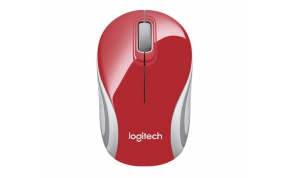 עכבר אלחוטי מיני Logitech Wireless Mini M187 בצבע אדום ולבן