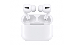 אוזניות אלחוטיות Apple AirPods Pro Bluetooth בצבע לבן עם מיקרופון הכוללות כיסוי טעינה התומך טעינה אלחוטית