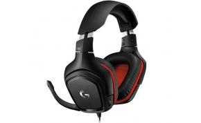 אוזניות גיימינג Logitech G332 עם מיקרופון בצבע שחור ואדום