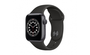 שעון חכם אפל Apple Watch Series 6 GPS 40mm בצבע אפור חלל עם רצועת ספורט שחורה