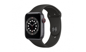 שעון חכם אפל Apple Watch Series 6 GPS + Cellular 44mm בצבע אפור חלל עם רצועת ספורט שחורה
