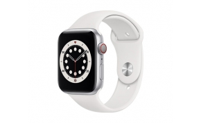 שעון חכם אפל Apple Watch Series 6 GPS + Cellular 44mm בצבע כסוף עם רצועת ספורט לבנה