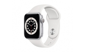 שעון חכם אפל Apple Watch Series 6 GPS 40mm בצבע כסוף עם רצועת ספורט לבנה