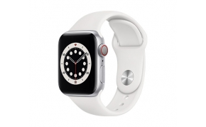 שעון חכם אפל Apple Watch Series 6 GPS + Cellular 40mm בצבע כסוף עם רצועת ספורט לבנה
