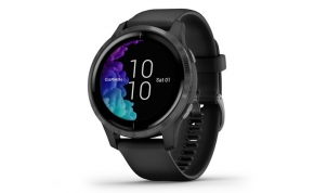 שעון חכם Garmin Venu  בצבע שחור עם רצועה שחורה אחריות היבואן הרשמי