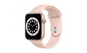 שעון חכם אפל Apple Watch Series 6 GPS 44mm בצבע זהב עם רצועת ספורט ורודה