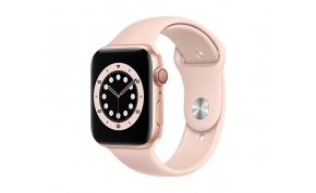 שעון חכם אפל Apple Watch Series 6 GPS + Cellular 44mm בצבע זהב עם רצועת ספורט ורודה