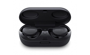 אוזניות ספורט אלחוטיות Bose Sport Earbuds Bluetooth עם מיקרופון בצבע שחור הכוללות כיסוי טעינה