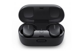 אוזניות אלחוטיות Bose QuietComfort Earbuds Bluetooth עם מיקרופון בצבע שחור הכוללות כיסוי טעינה 