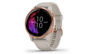 שעון חכם Garmin Venu  בצבע זהב עם רצועה בצבע בז' אחריות היבואן הרשמי