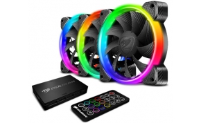 3 מאווררים למארז 12 ס"מ כולל בקר ושלט אלחוטי Cougar Vortex RGB HPB 120 PWM HDB Cooling Kit