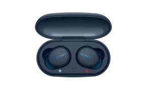 אוזניות אלחוטיות Sony WF-XB700 Bluetooth עם מיקרופון בצבע כחול הכוללות כיסוי טעינה אחריות היבואן הרשמי