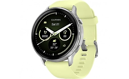 שעון ספורט חכם גרמין GARMIN Venu 4 – גודל 45 מ''מ – גוף פלדת אל-חלד – רצועת סיליקון – צבע כסוף/צהוב